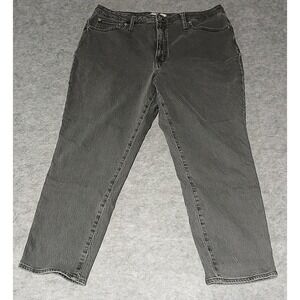 Women's Gray Denim Jeans Crop Straight Leg Casual Pants Size 14